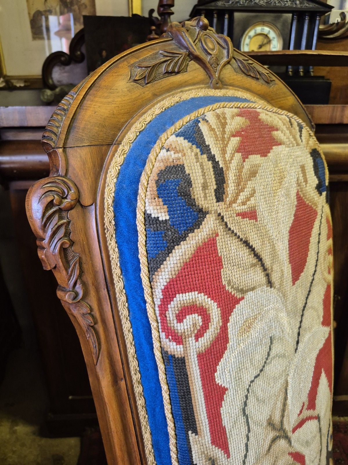 Fab Victorian Gothic Walnut Tapestry & Velvet Upholstered Prie Dieu Prayer Chair photo buy