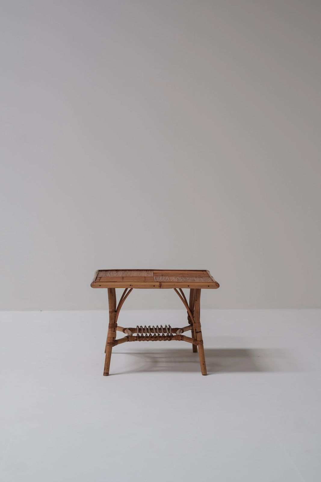 Square Vintage Rattan Side Table