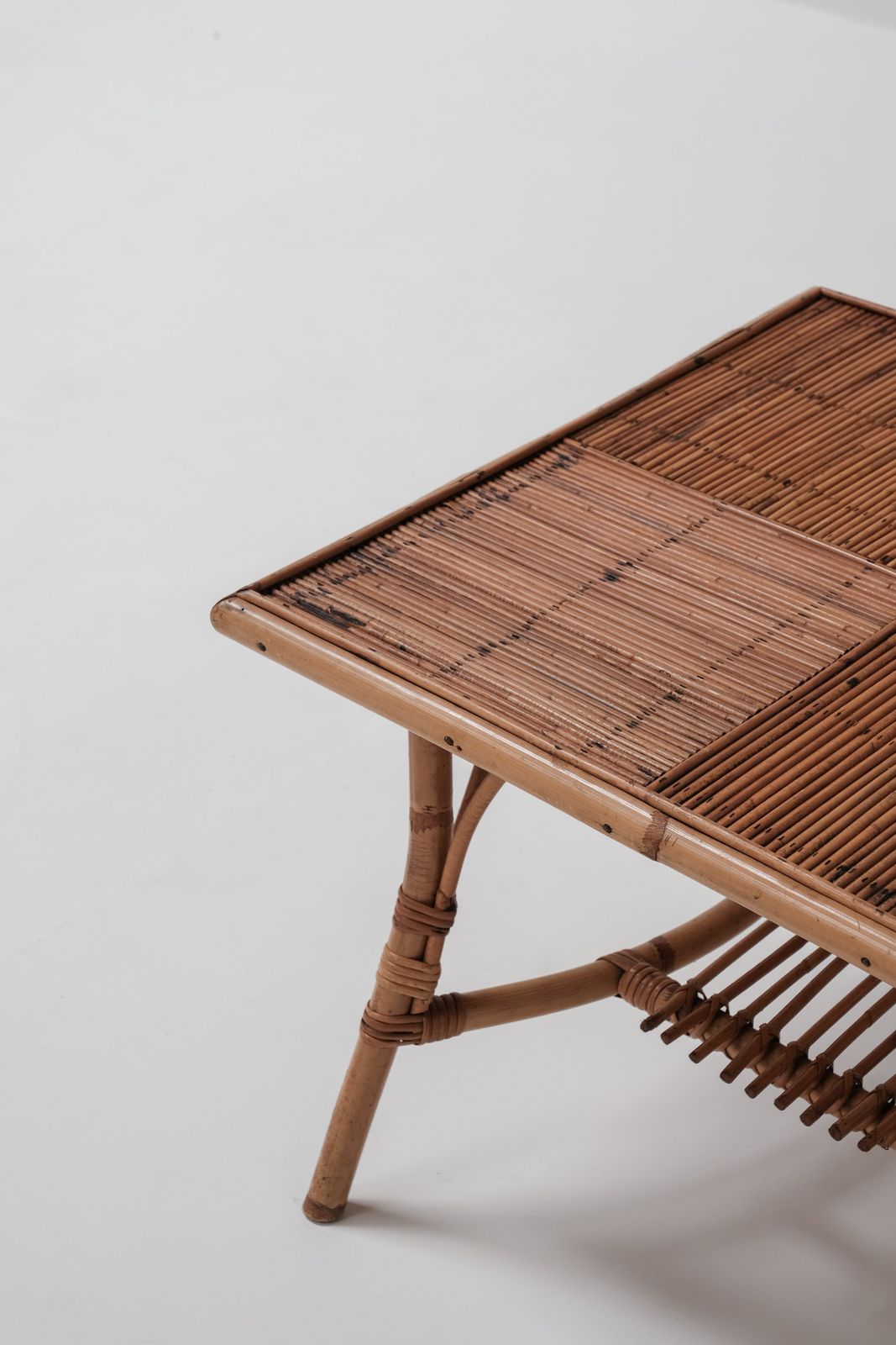 Square Vintage Rattan Side Table photo 440.0
