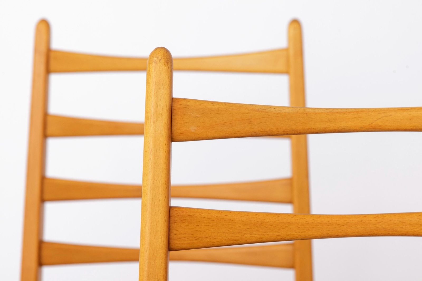 Set Of 8 Vintage Dining Chairs, Wenzel Germany 1970s, Beech Wood, Mid Century Modern photo vintage
