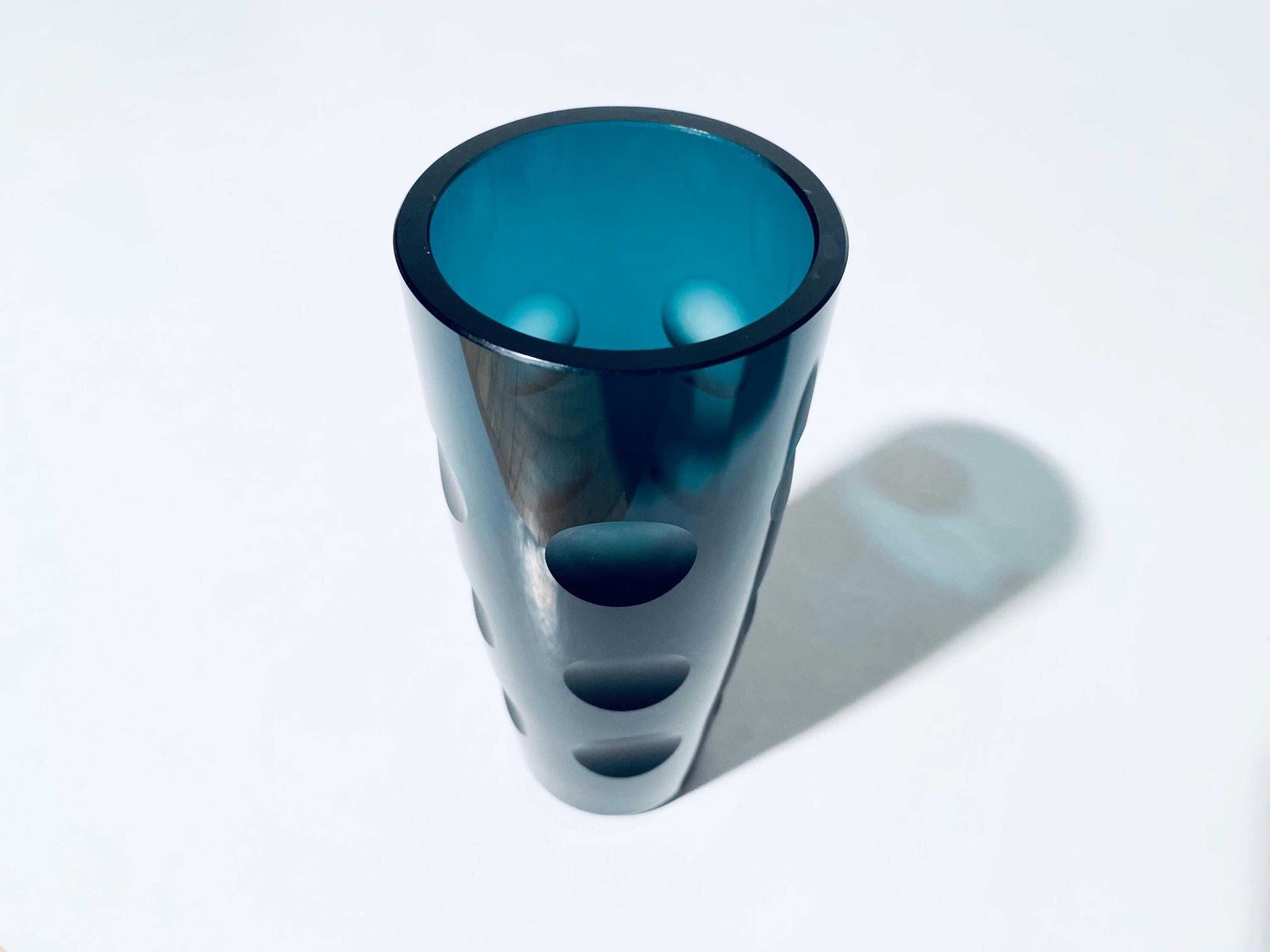 Mid Century Karl Friedrich Cylinder Glass Vase Green / Blue   Vintage Design 1960s photo vintage