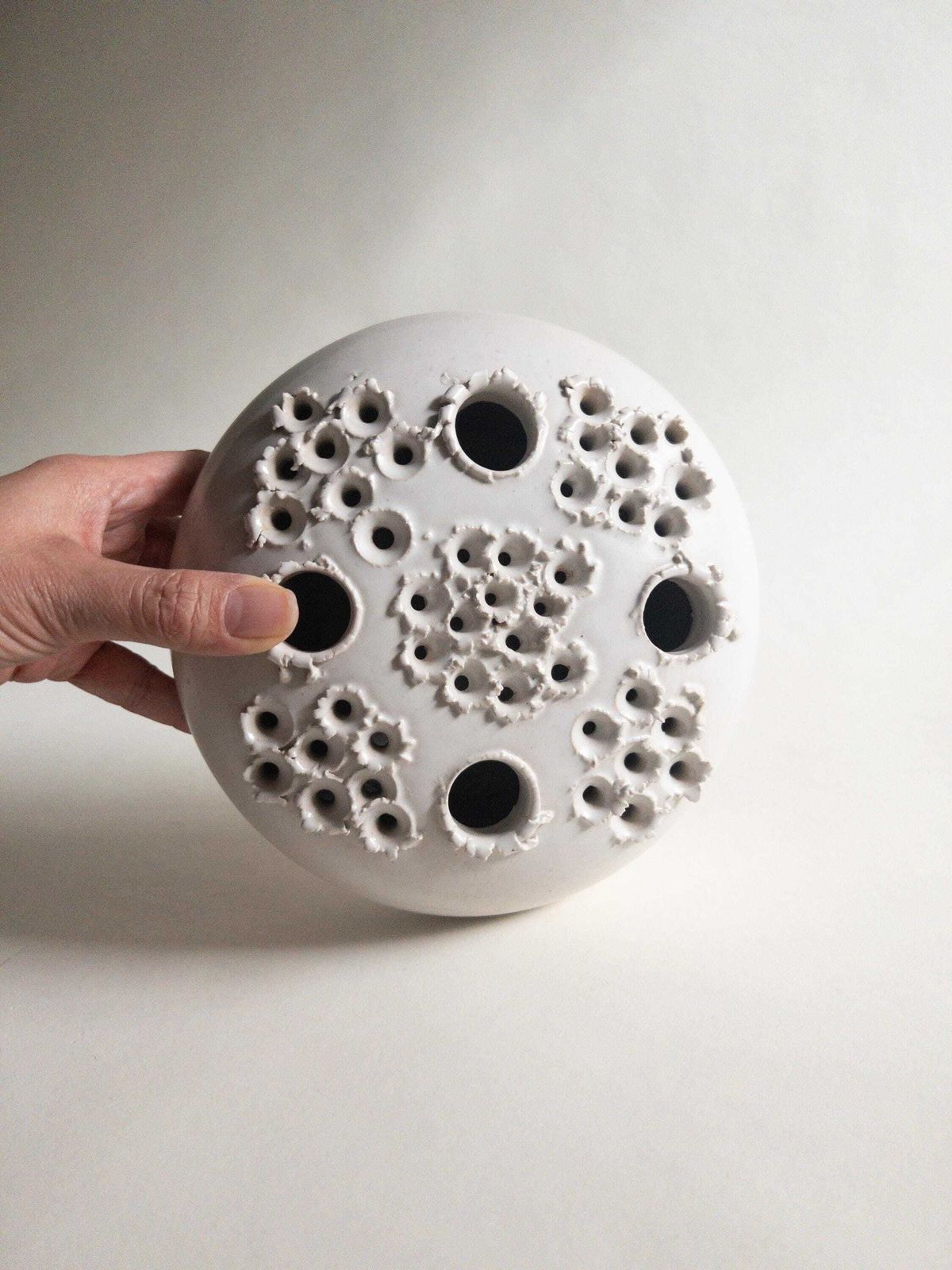 Vase de studio Aage Würtz, bougeoir en céramique blanche, style danois moderne photo furniture