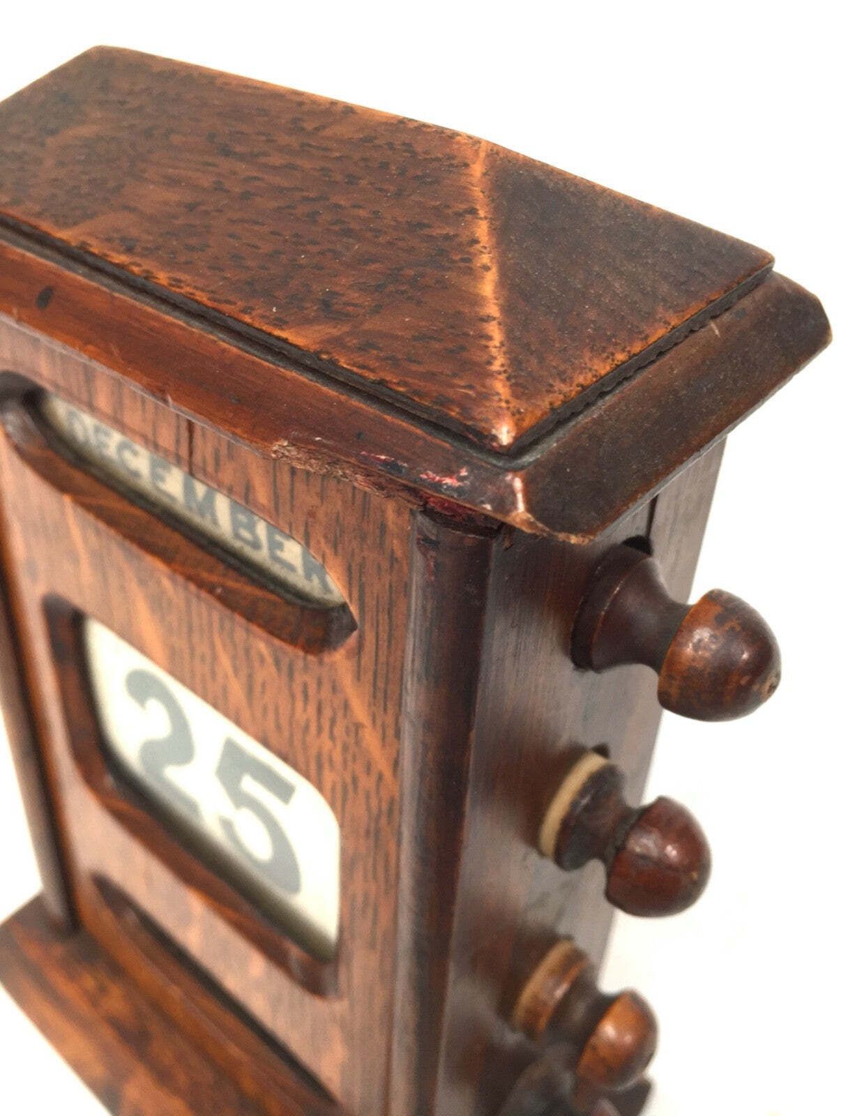 Antique Wooden Office Tabletop Perpetual Desk Calendar / Working C.1930 Art Deco photo vinterior