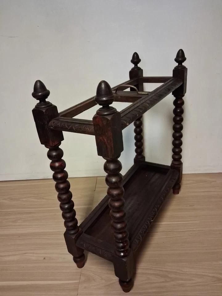 Antique Victorian Barley Twist Stick And Umbrella Stand Holder With Acorn Tops photo for sale