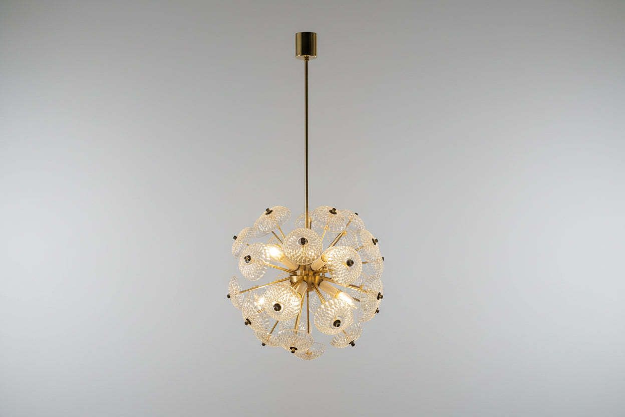 Mid Century Glazen Paardenbloem Hanglamp Kamenický šenov Jaren 1960 Tsjecho Slowakije photo 1620.0