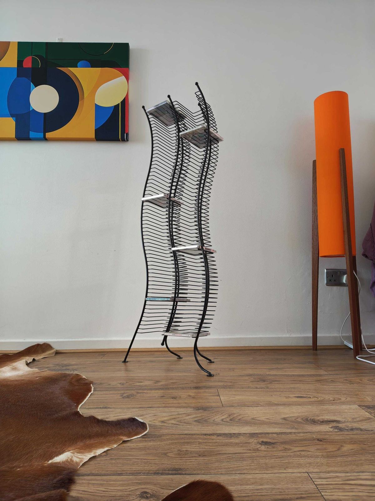 Huge Wavy Wire Cd Tower, Post Modern, Black Metal, Very Tall Holds 120 Cds 1990s Y2k Vintage.