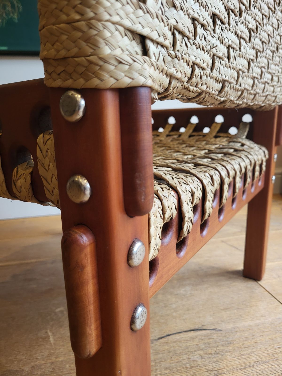 Mid Century Woven Safari Chair photo for sale