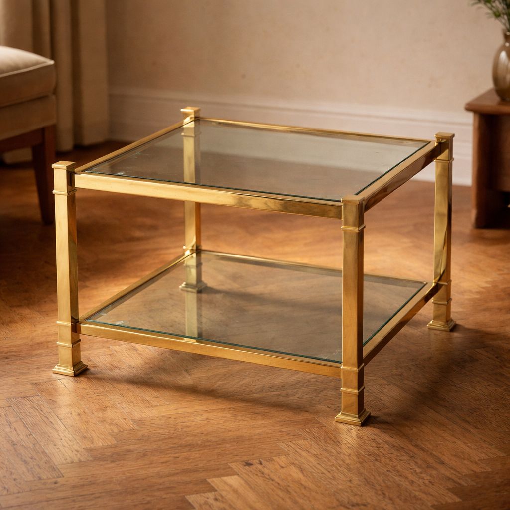 Vintage Salontafel Met Twee Glazen Bladen