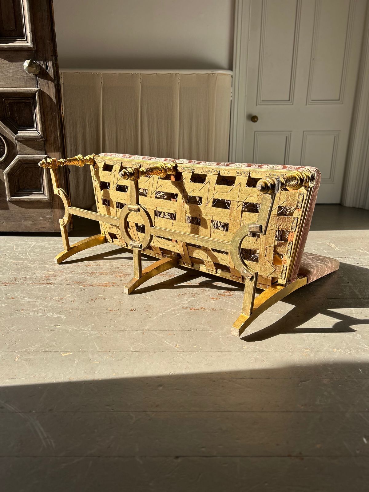 photo for sale 19th Century Carved Gilt Wood Hall Bench