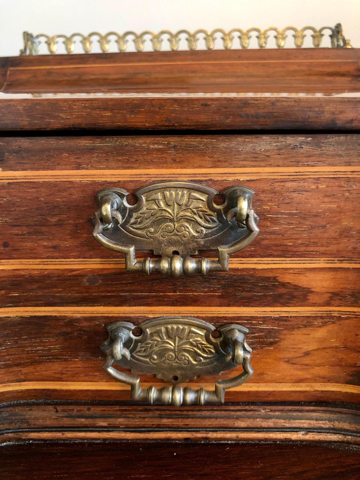 Furniture Fine Quality Antique Victorian Freestanding Maple & Co. Inlaid Writing Desk photo