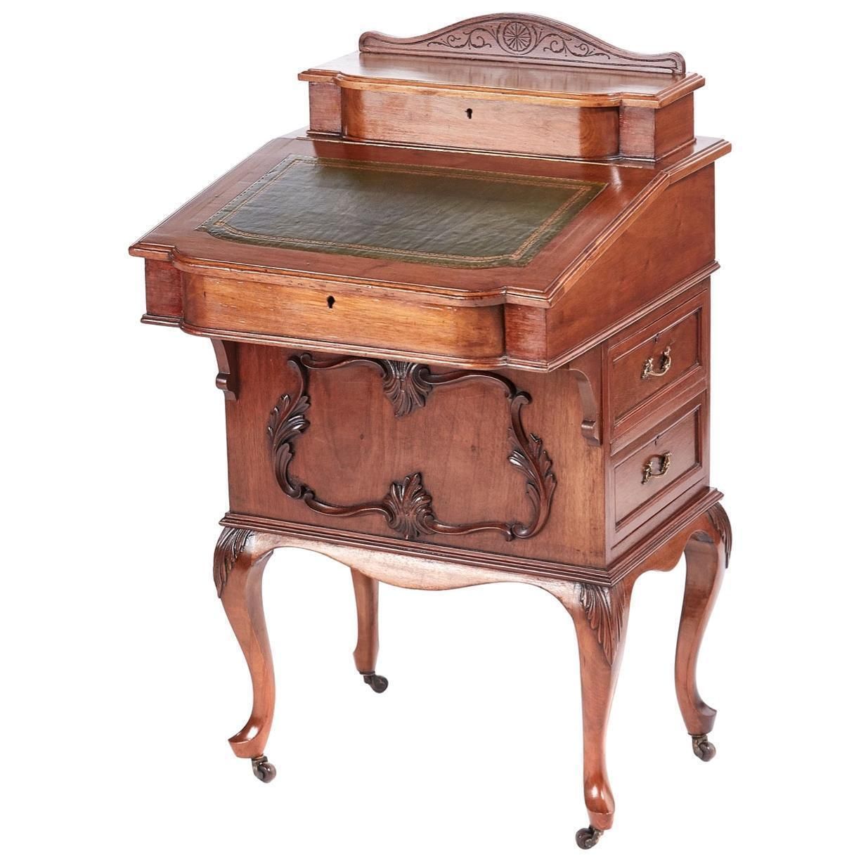 Antique Victorian Freestanding Walnut Davenport