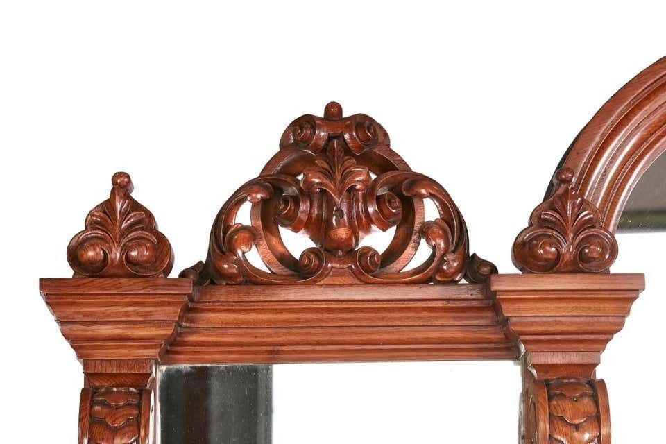 Magnificent Large 19th Century Victorian Antique Carved Oak Mirror Back Sideboar photo for sale