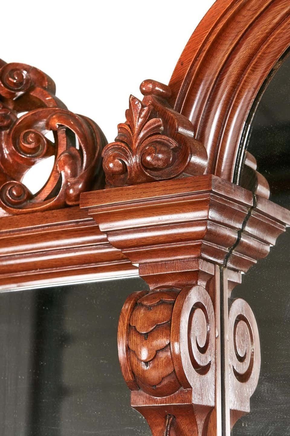 Magnificent Large 19th Century Victorian Antique Carved Oak Mirror Back Sideboar photo Furniture