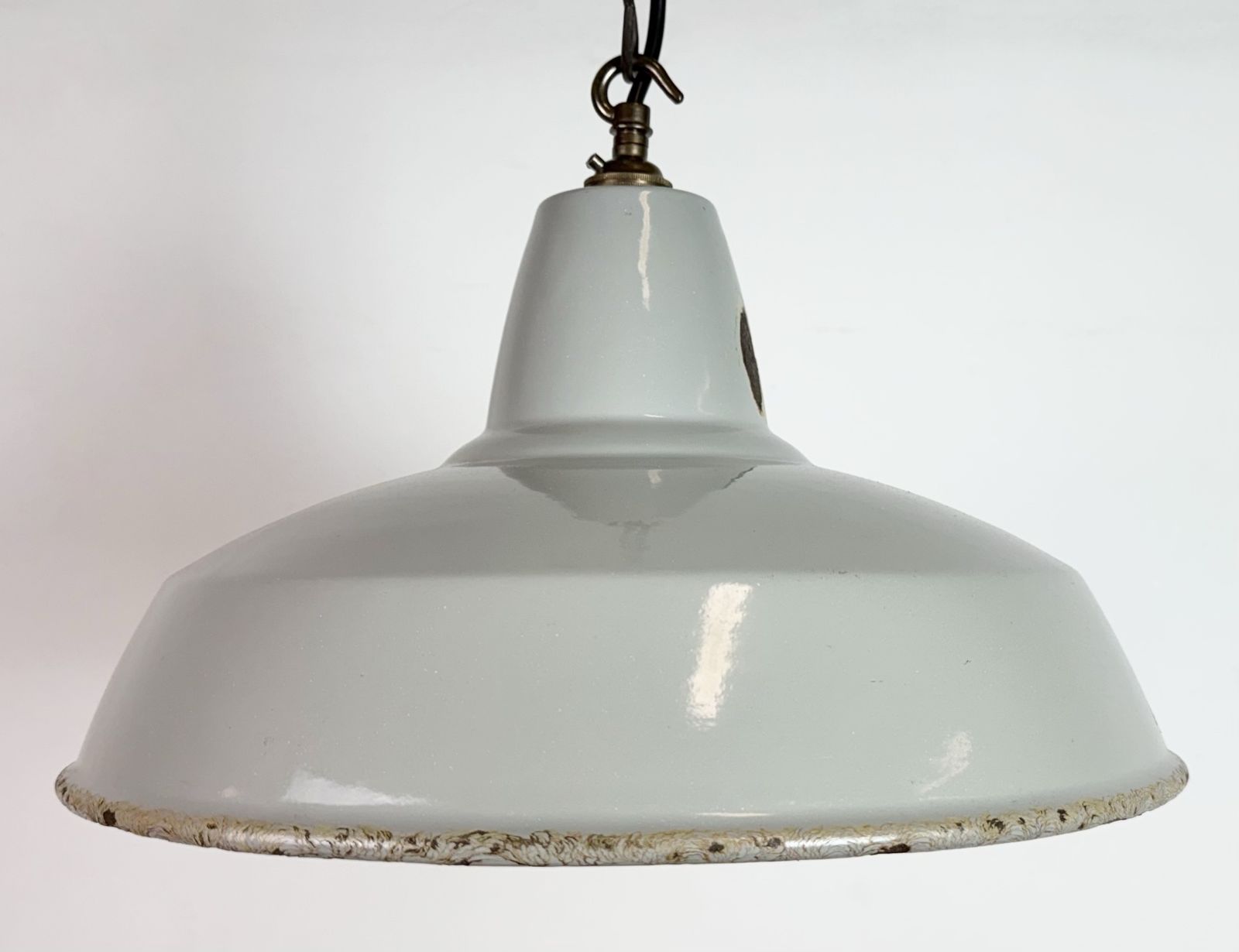 Industrial Grey Enamel Factory Pendant Lamp From Thorlux, 1960s, 6x photo for sale
