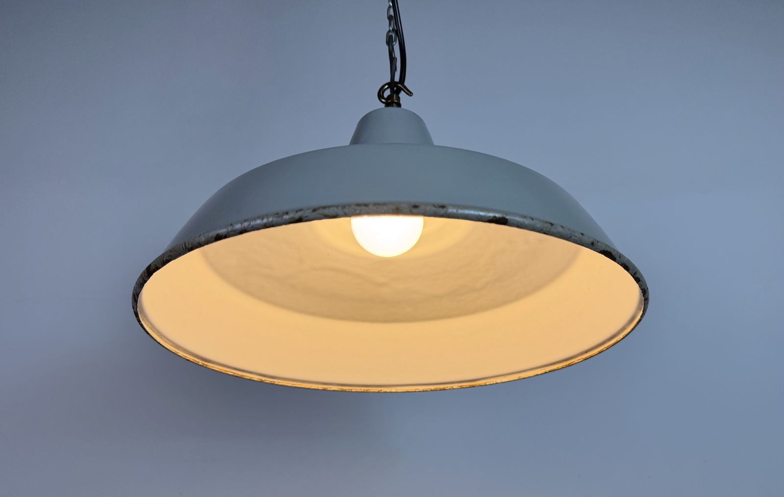 Lighting Industrial Grey Enamel Factory Pendant Lamp From Thorlux, 1960s, 6x photo