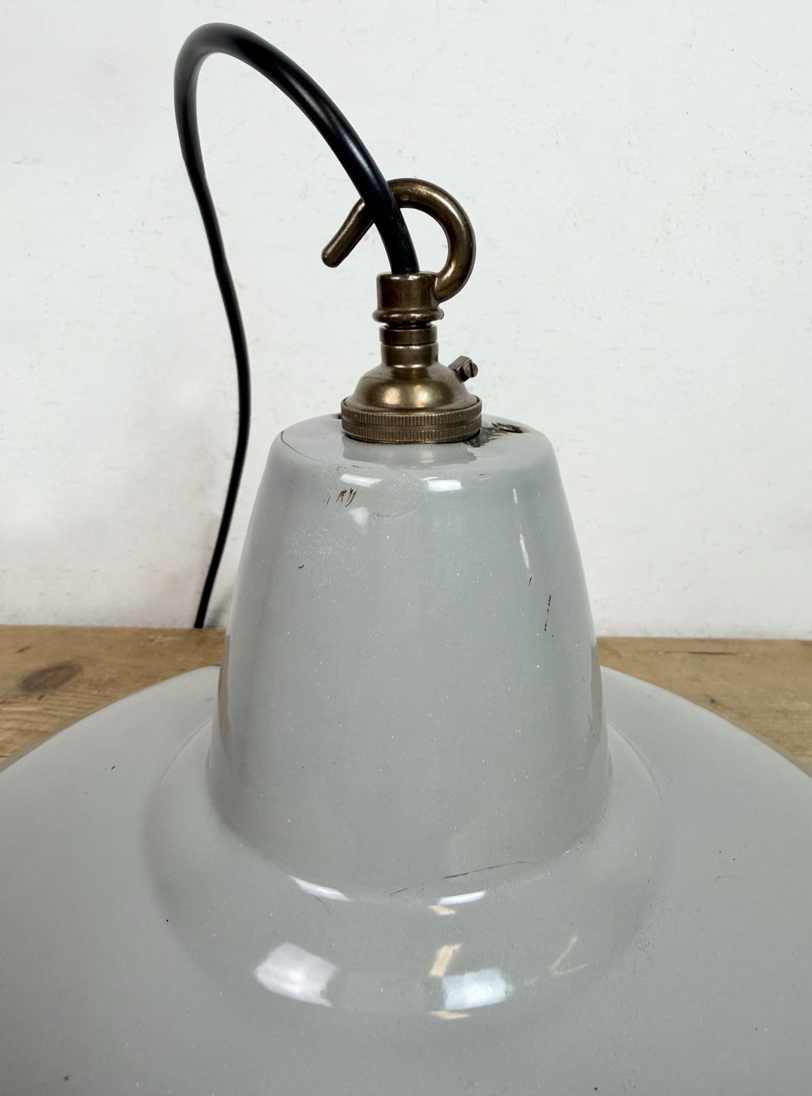 photo buy Industrial Grey Enamel Factory Pendant Lamp From Thorlux, 1960s, 6x