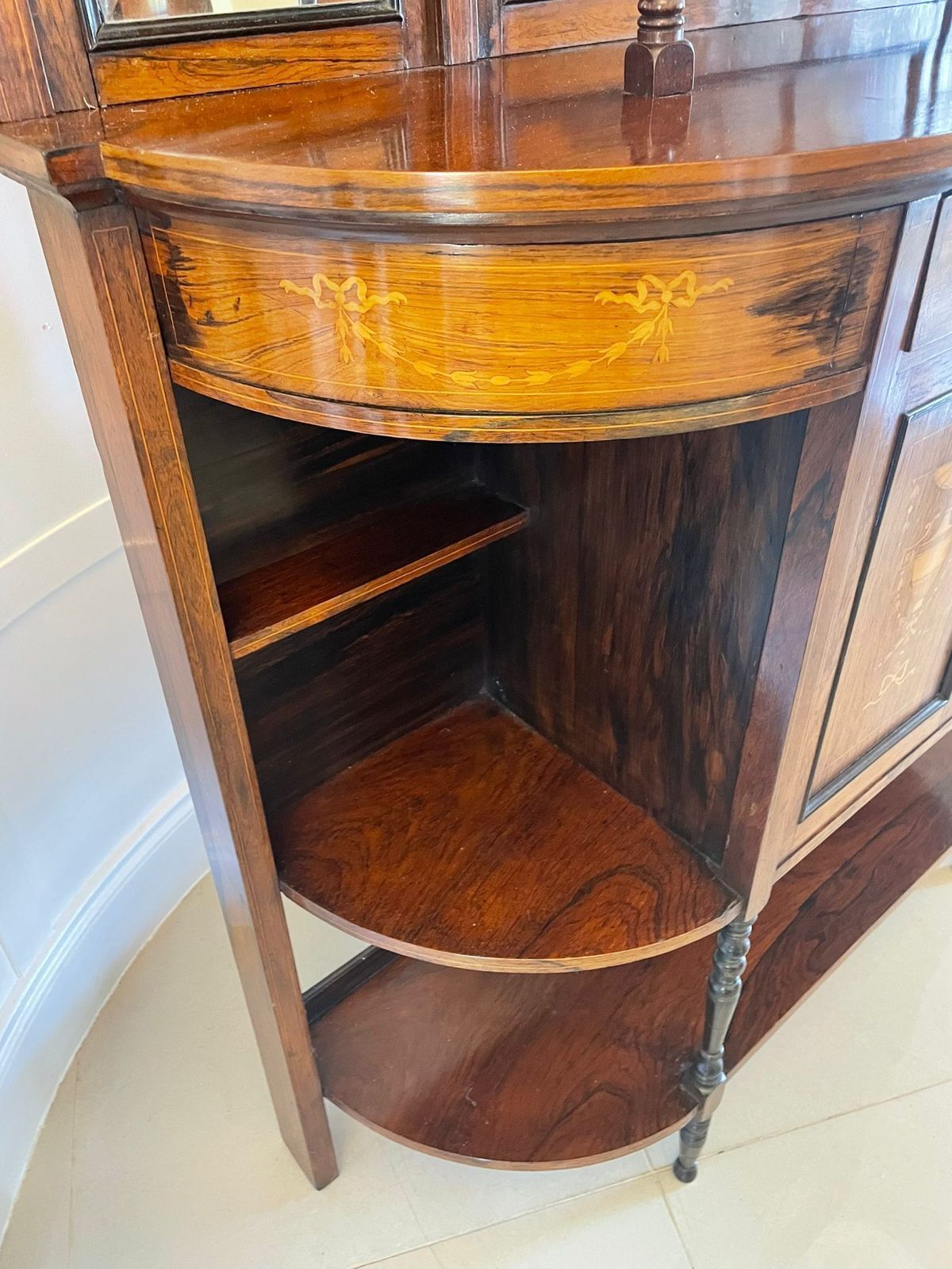Antique Quality Rosewood Inlaid Side Cabinet photo vintage