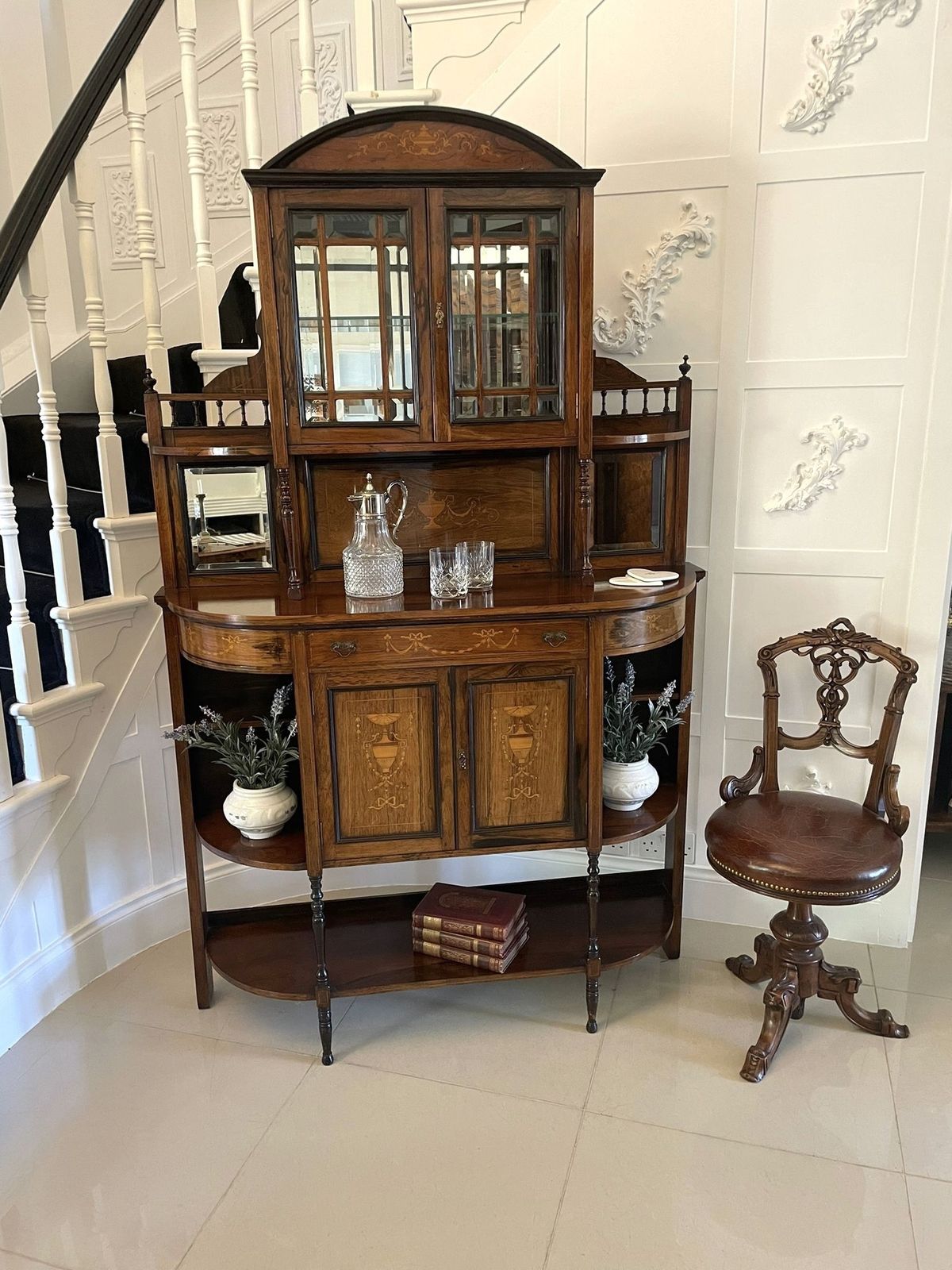 Furniture Antique Quality Rosewood Inlaid Side Cabinet photo
