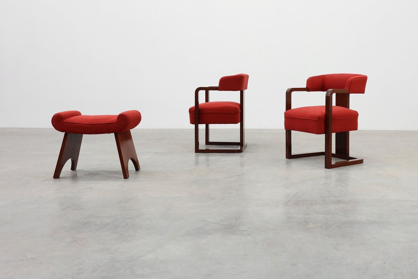 Art Deco Chairs And Ottoman, Belgium, 1920, Set Of 3 photo Furniture