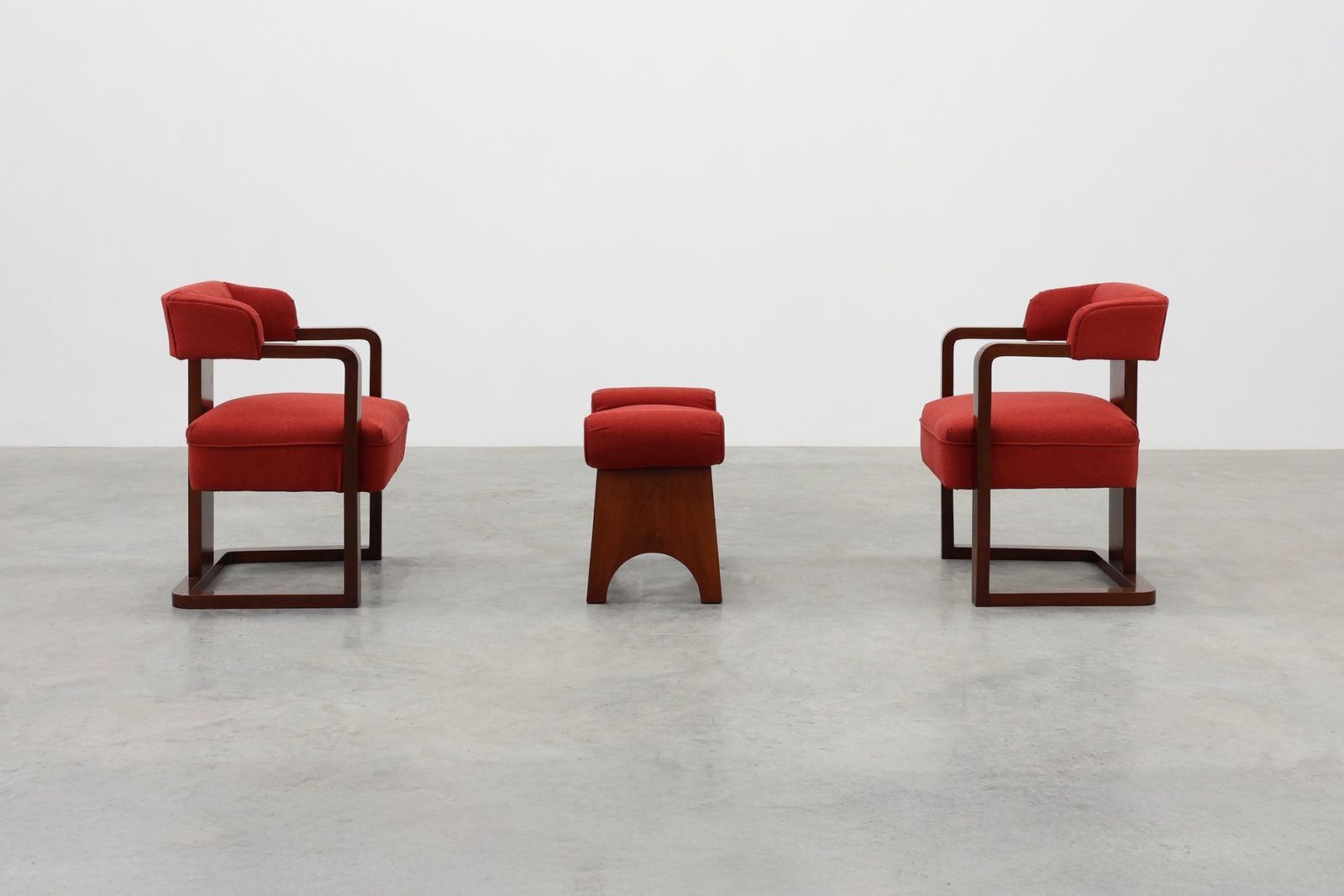 Art Deco Chairs And Ottoman, Belgium, 1920, Set Of 3 photo vinterior