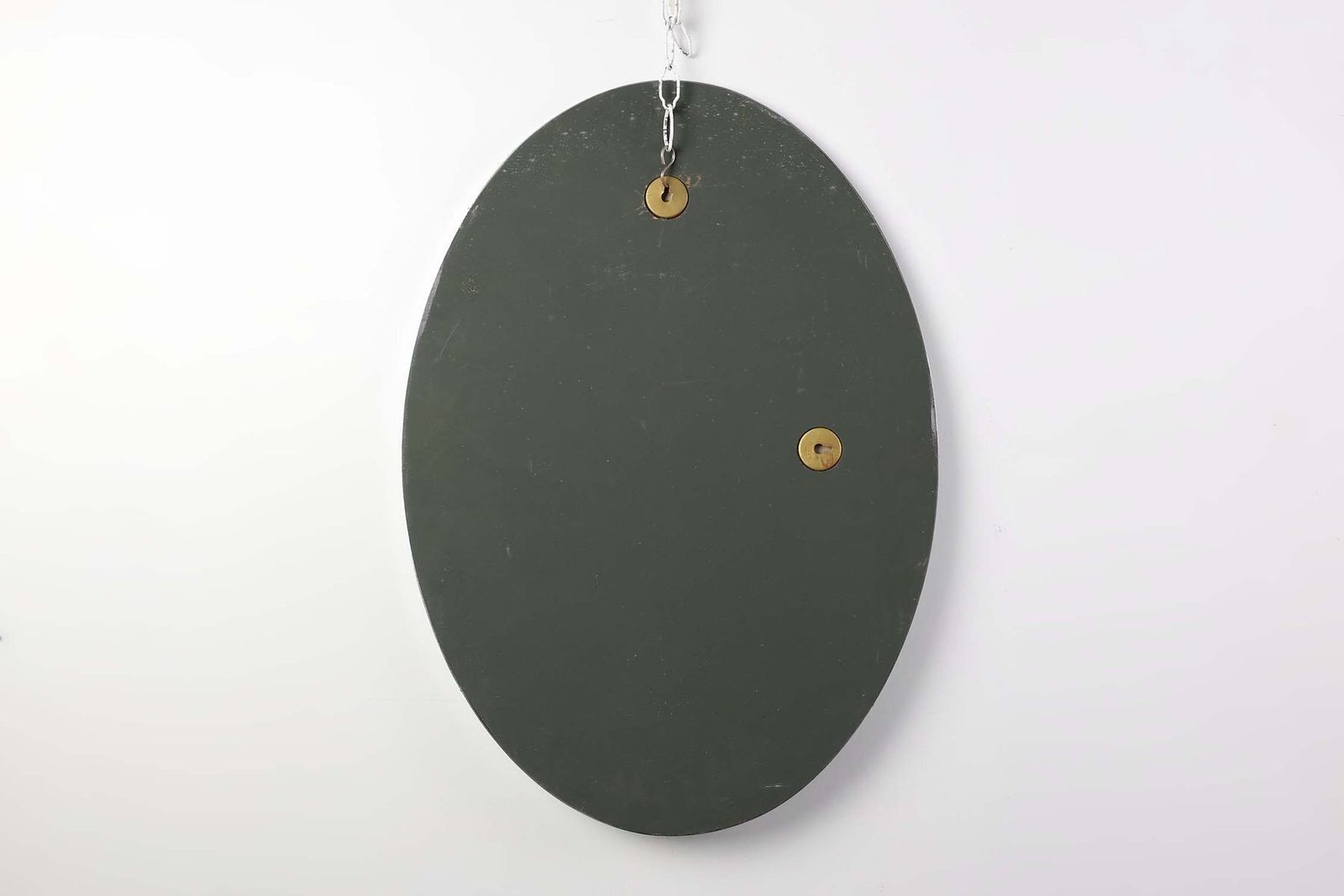 photo furniture Art Deco Oval Nickel‑Plated Metal Mirror, Belgium, 1925