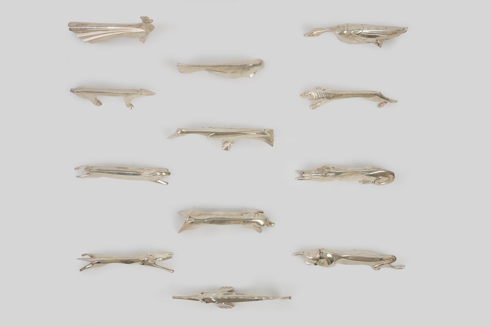photo vinterior Menagerie By Edouard Marcel Sandoz For Christofle Gallia, France, 1920s, Set Of 12
