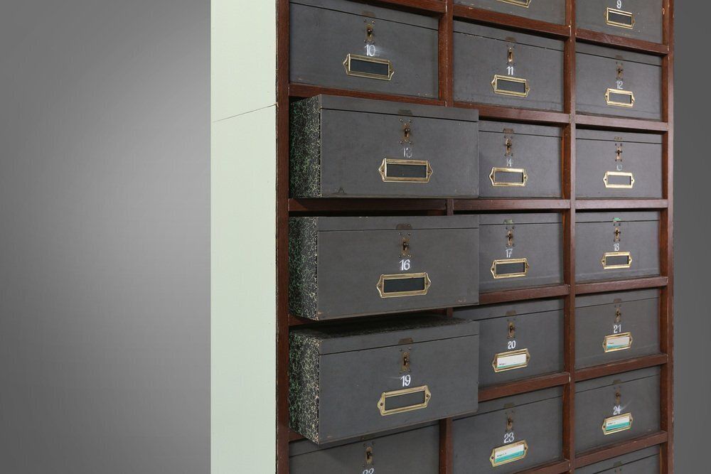 Industrial Filing Cabinet In Wood, Belgium, 1920s photo buy