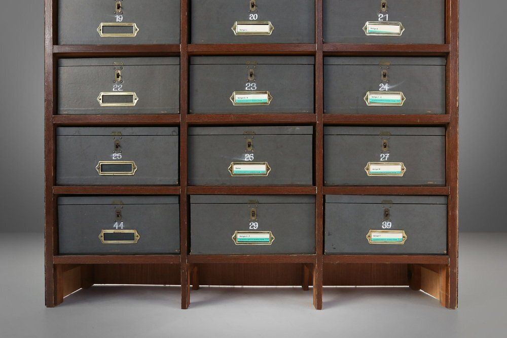 1566.0 Industrial Filing Cabinet In Wood, Belgium, 1920s photo