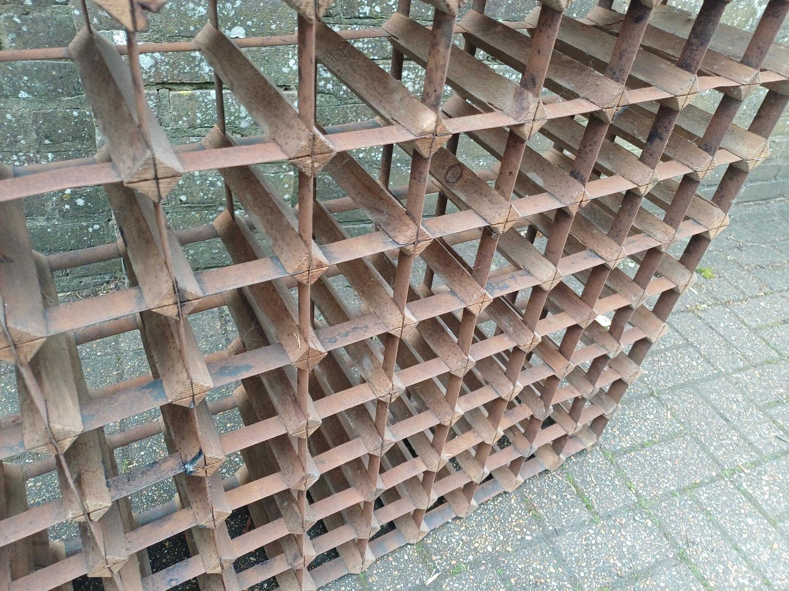 Massive Vintage 1950s Wooden Wine Rack Pine Steel Bottle Storage Rustic Cellar Rack Large Modular Wine Holder Free Hand Delivery photo buy