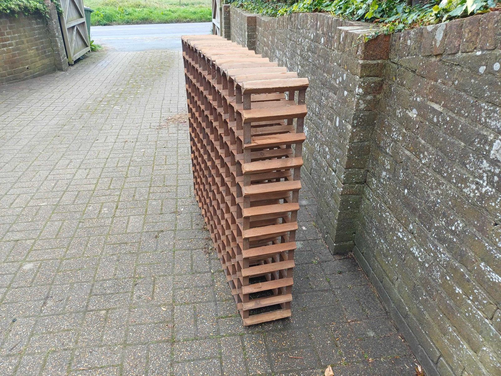 photo vintage Massive Vintage 1950s Wooden Wine Rack Pine Steel Bottle Storage Rustic Cellar Rack Large Modular Wine Holder Free Hand Delivery