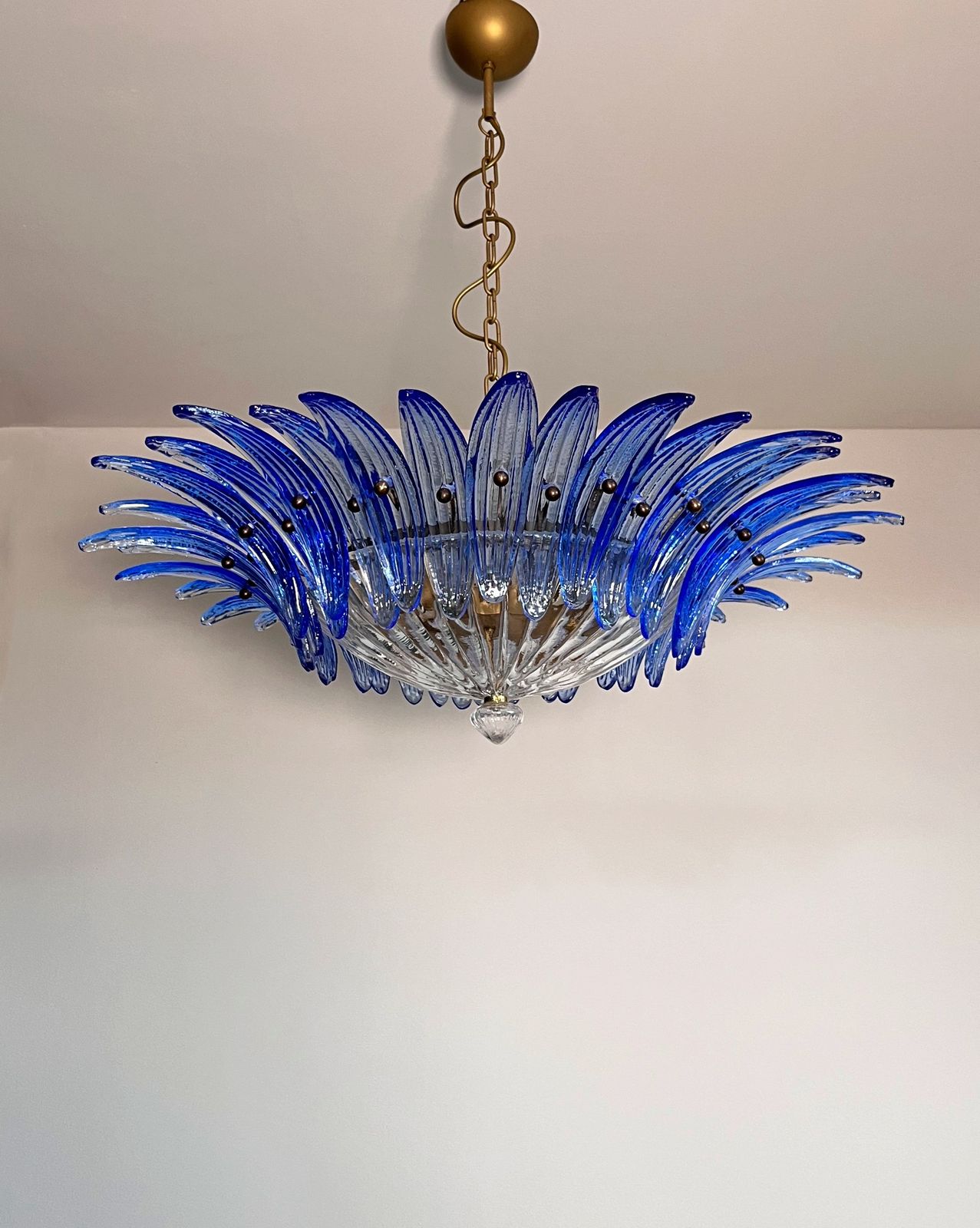 Murano Chandelier Original Palmette, Blue Glasses photo furniture