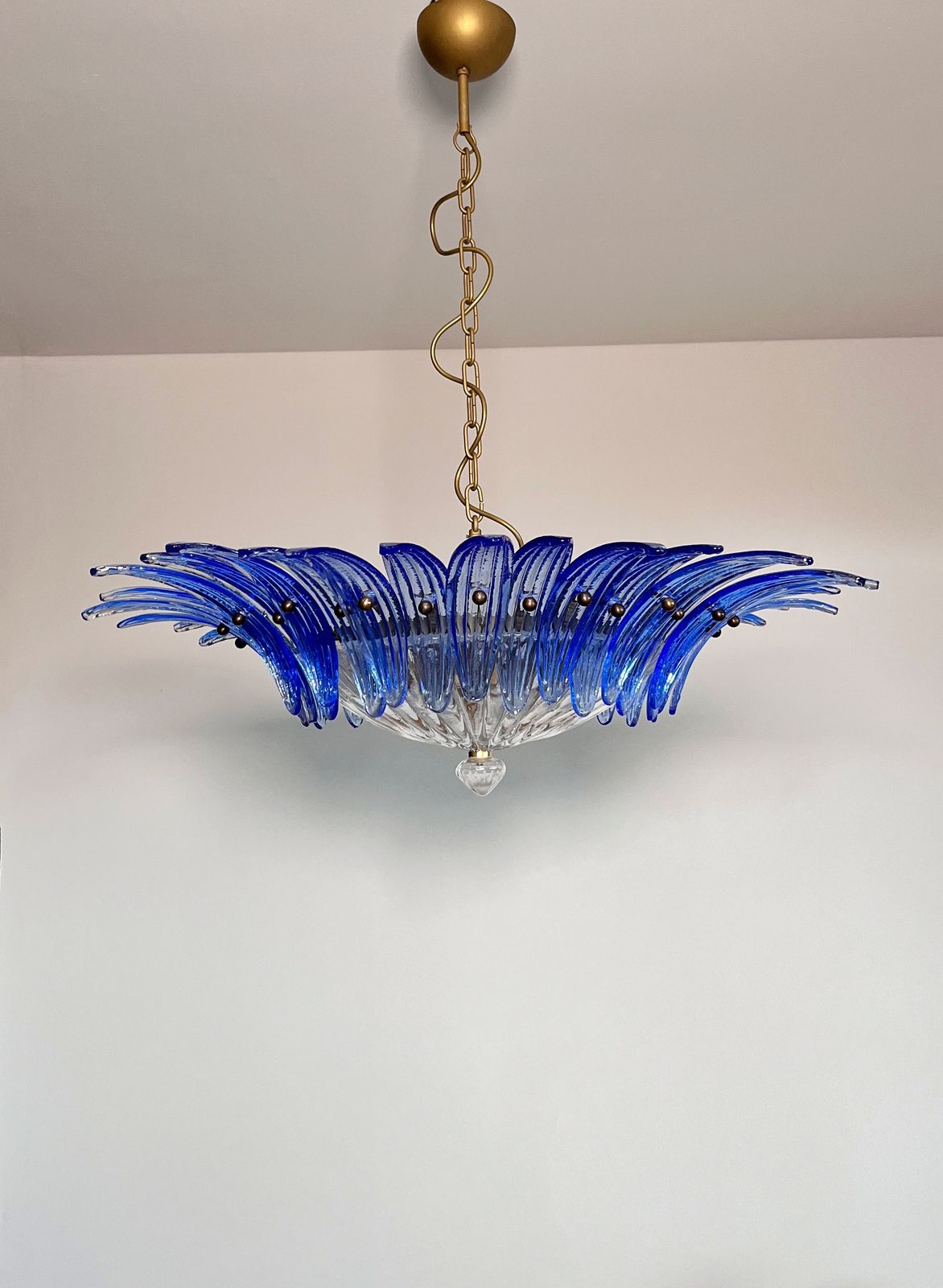 Murano Chandelier Original Palmette, Blue Glasses photo Lighting
