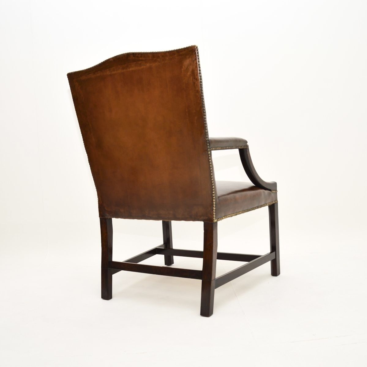 photo for sale Antique Georgian Leather And Mahogany Gainsborough Armchair