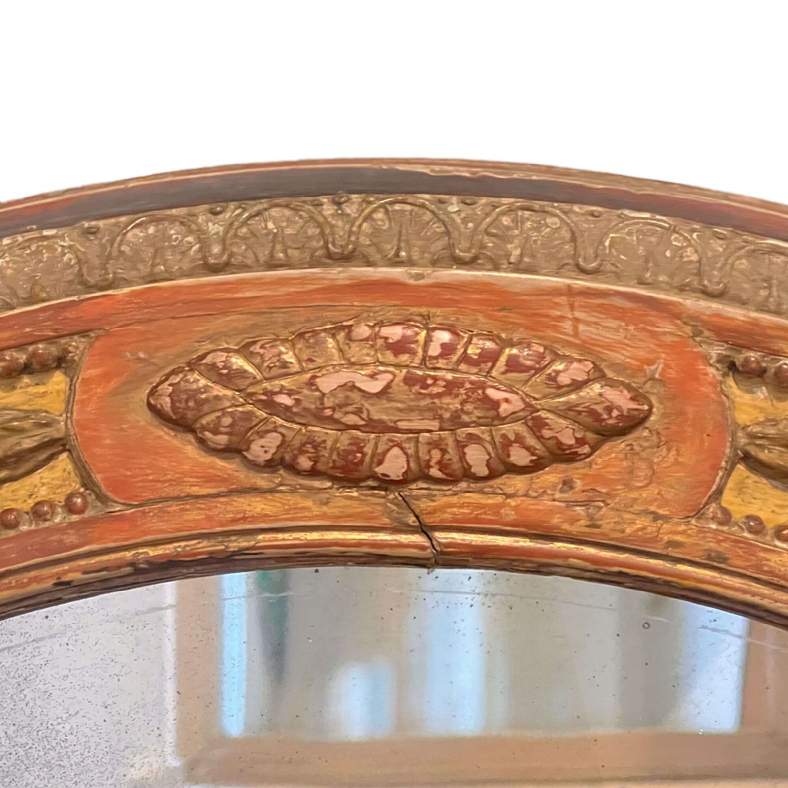English 19th Century Oval Giltwood Mirror With Original Mercury Glass photo for sale