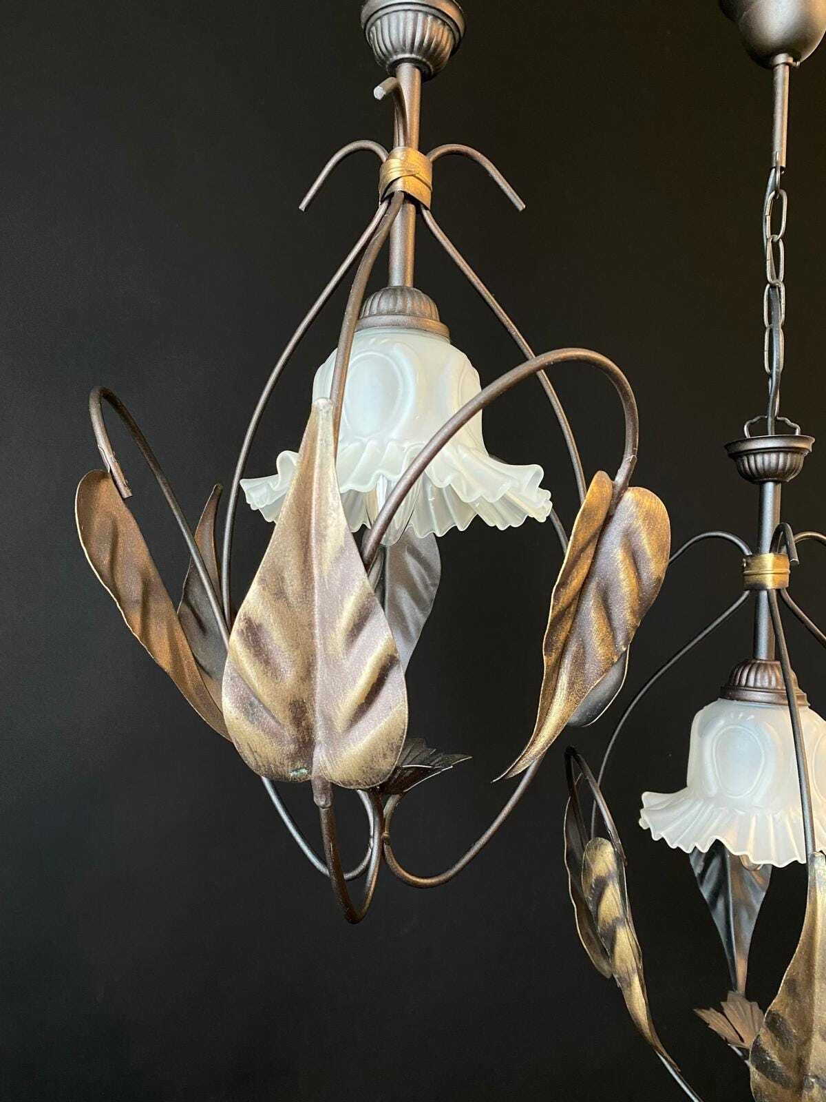 Duty Free For USA. Pair Of Vintage Chandeliers With Leaves photo for sale