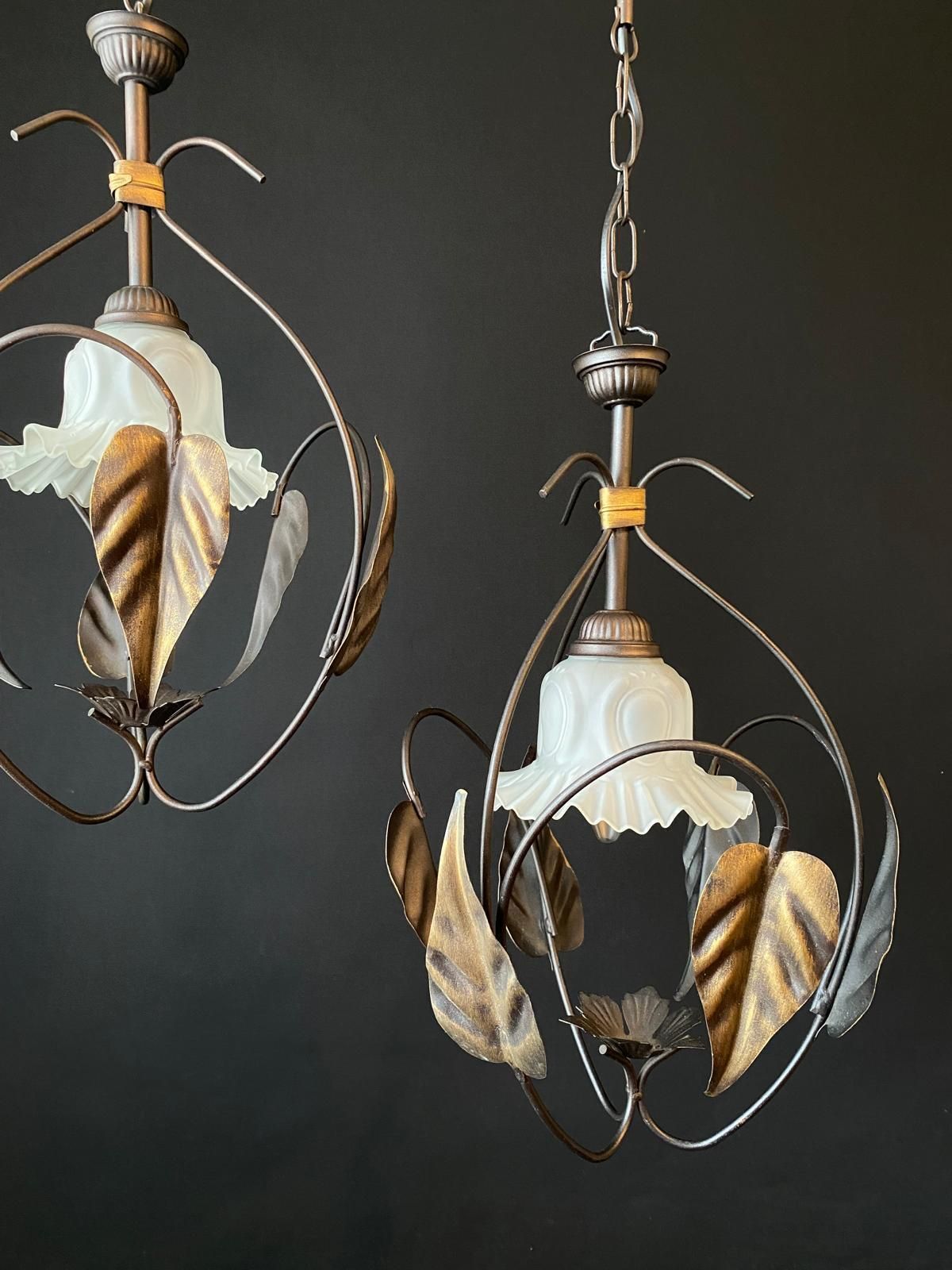 Duty Free For USA. Pair Of Vintage Chandeliers With Leaves photo Lighting