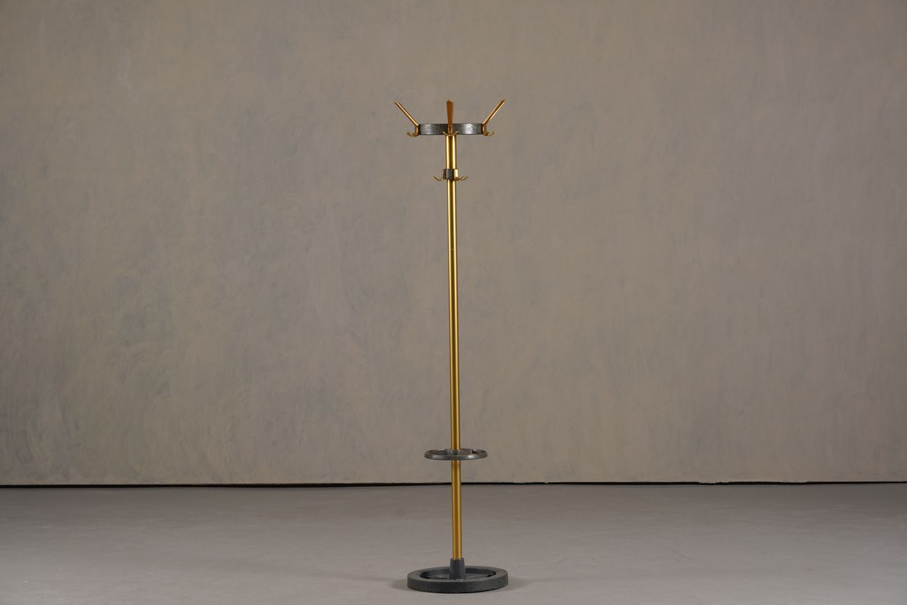 Vintage Brass & Metal Coat Stand By Jacques Adnet, France 1950’s
