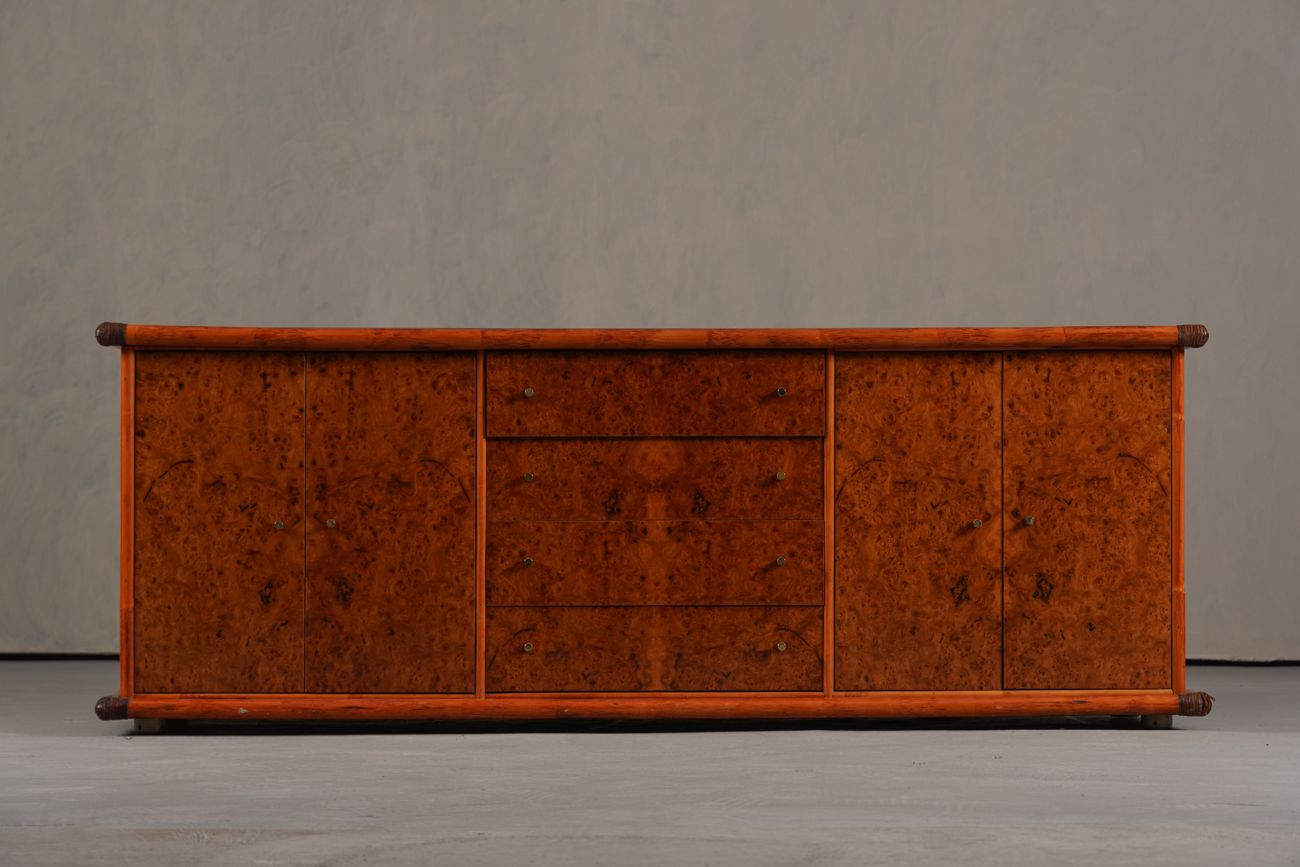 Vintage Italian Sideboard In Burl Elm By Alberto Smania For Studio Smania Interni , Italy, 1960’s photo for sale