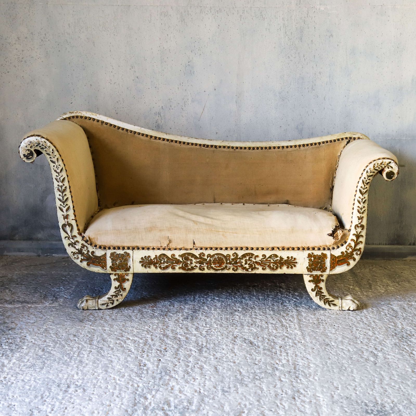 Original Condition 19th Century French Sofa Or Chaise   Lion Paw Feet, Restoration Piece photo furniture