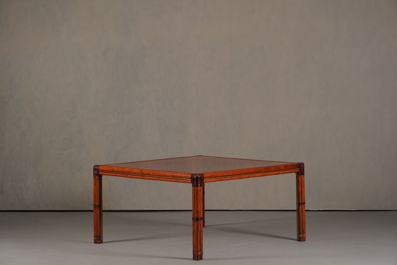 Vintage Italian Squre Dining Table In Burl Elm, By Alberto Smania For Studio Smania Interni, Italy 1960’s
