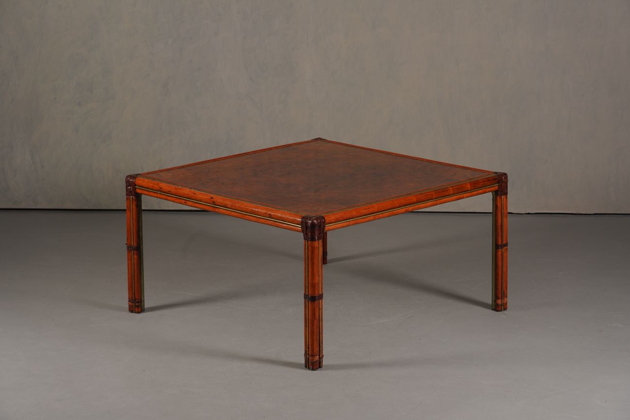 Vintage Italian Squre Dining Table In Burl Elm, By Alberto Smania For Studio Smania Interni, Italy 1960’s photo for sale