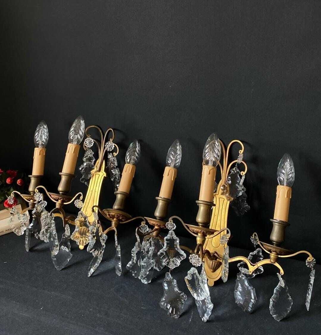 Duty Free USA. Paire d'appliques d'époque à pendeloques, Italie photo furniture