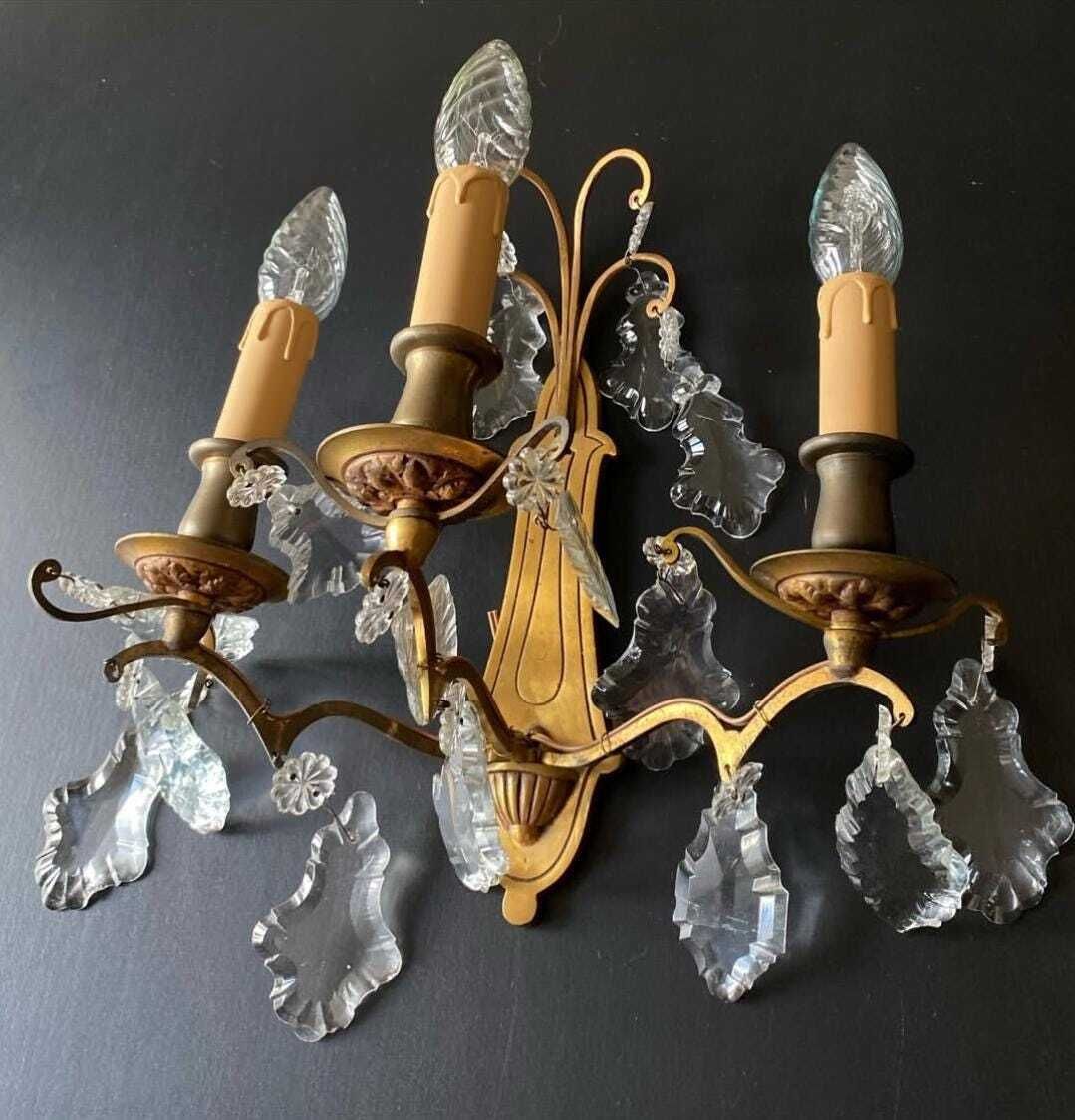 Duty Free USA. Paire d'appliques d'époque à pendeloques, Italie photo buy