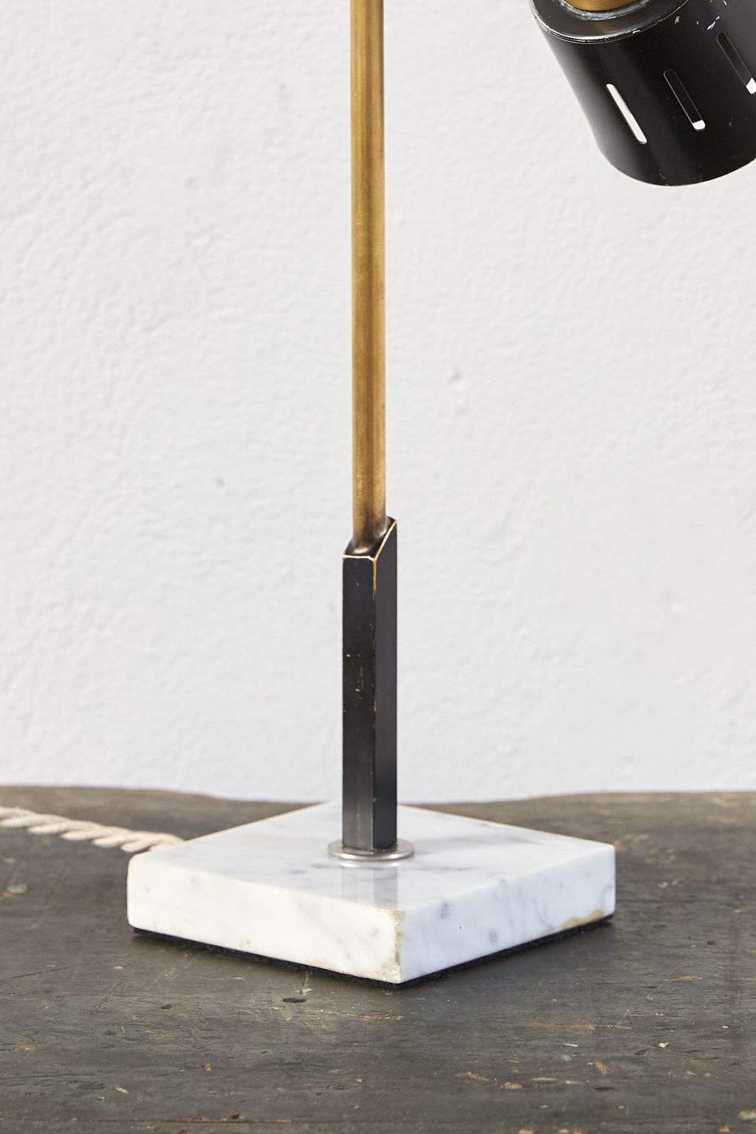 Black Metal And Brass Italian Desk Lamp With Marble Base, C1950 photo Lighting