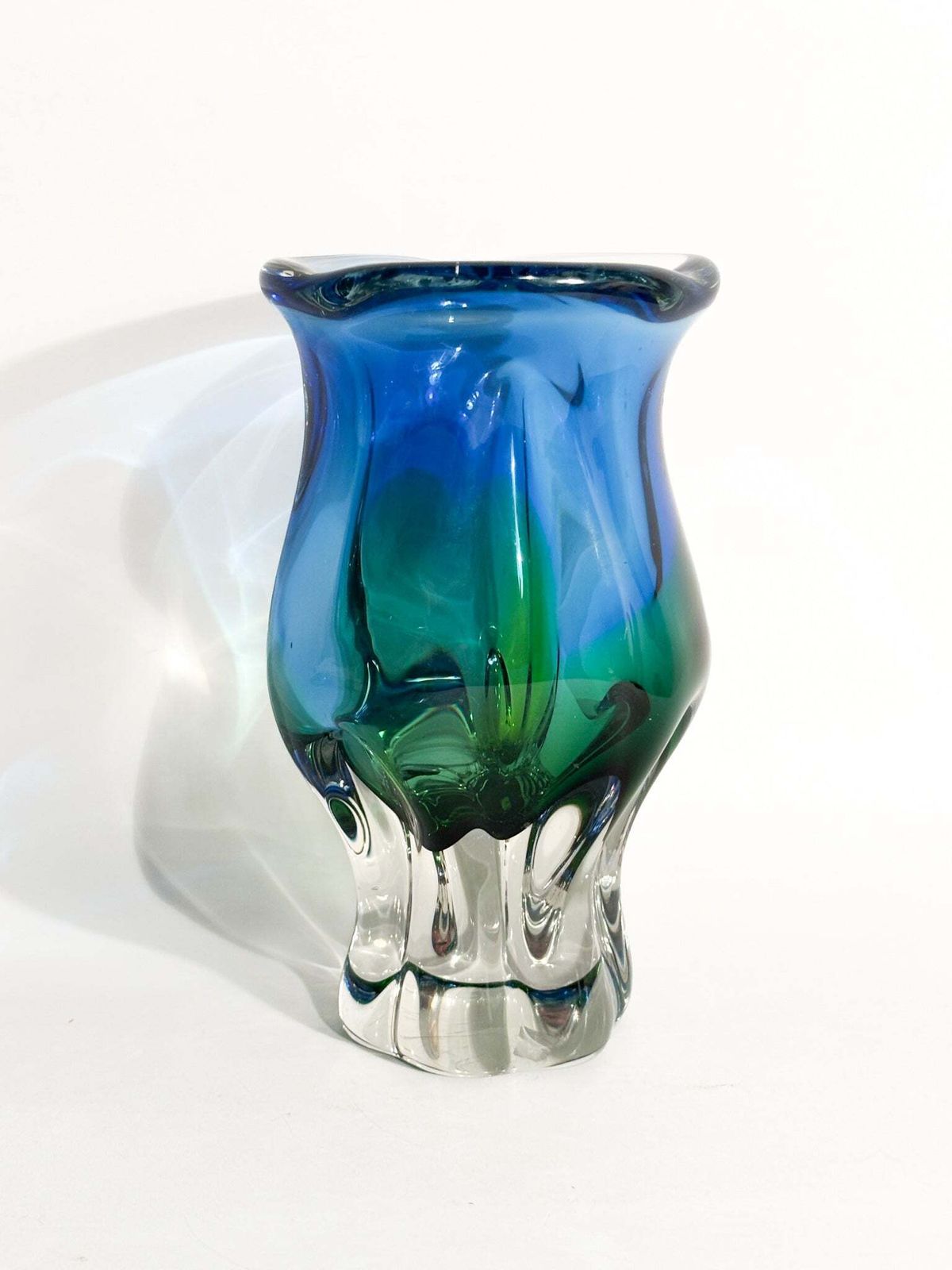 1970s Blue And Green Sommerso Murano Glass Vase photo furniture
