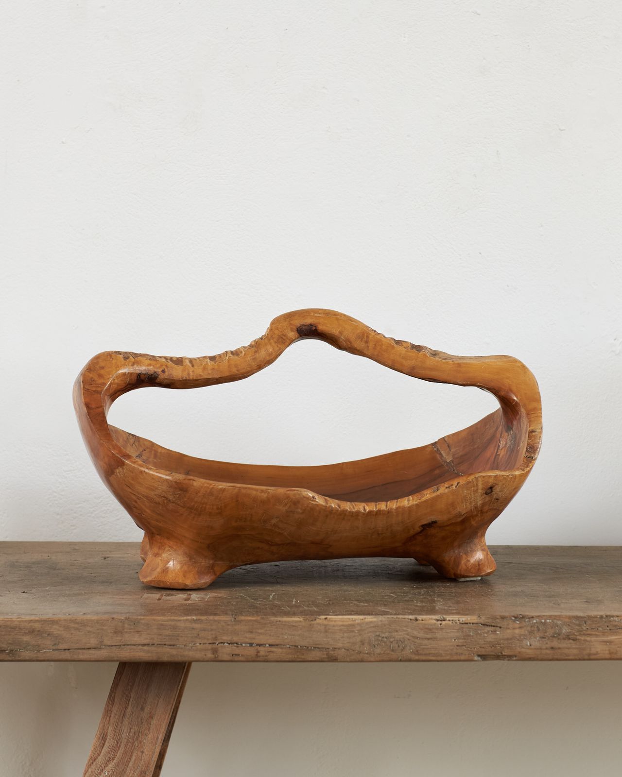 Sculptural Olive Root Wood Basket, France C1950 photo 354.0
