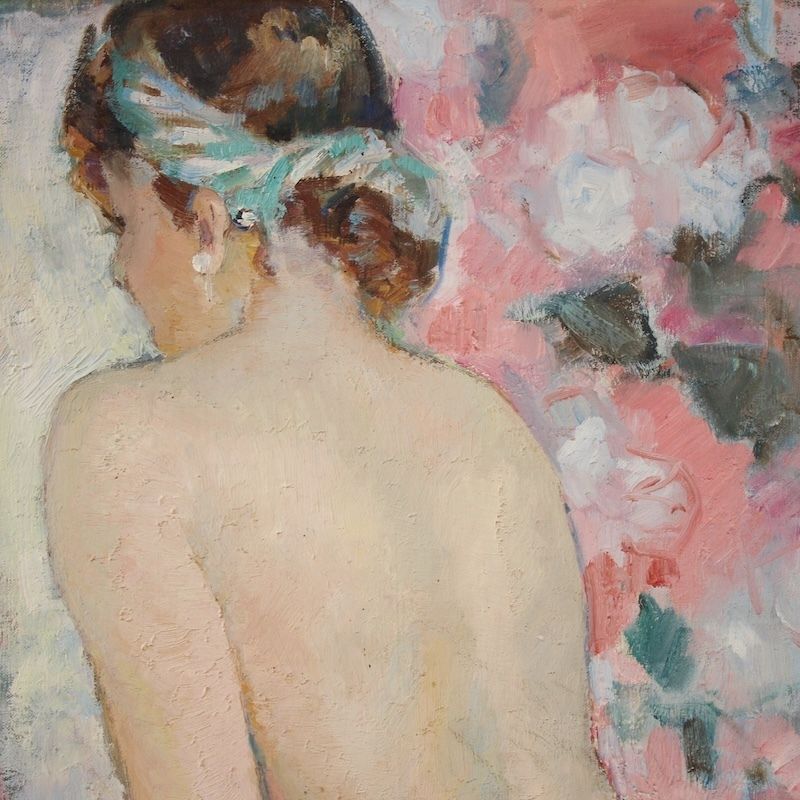Art 20th Century French Signed Female Nude Painting photo