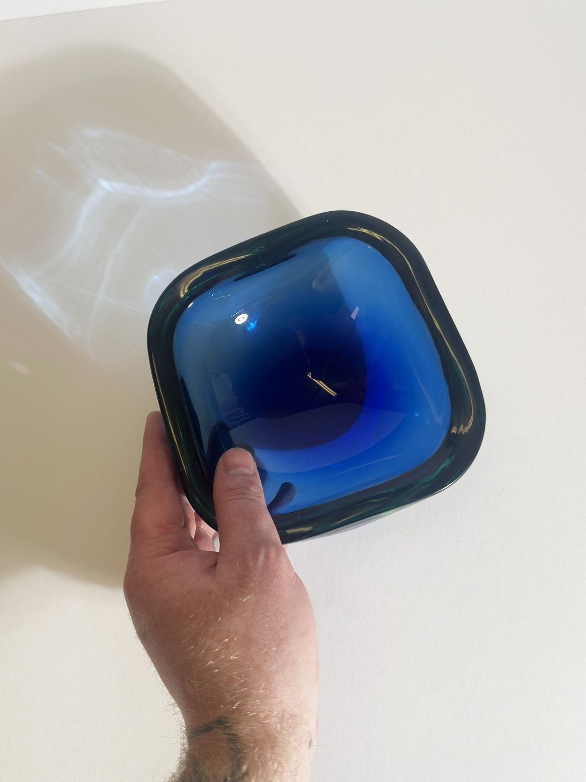 Blue Murano Sommerso Glass Bowl Attributed To Flavio Poli For Seguso, 1960s Italy photo buy