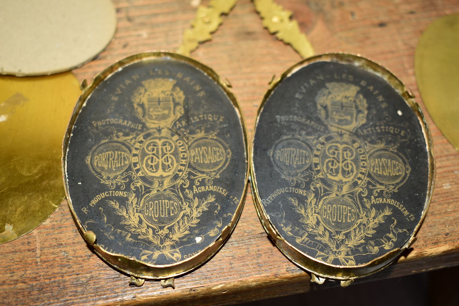 Antique French Brass Double Marriage Portrait Frame By Albert Bouchet, C. 1885 photo buy