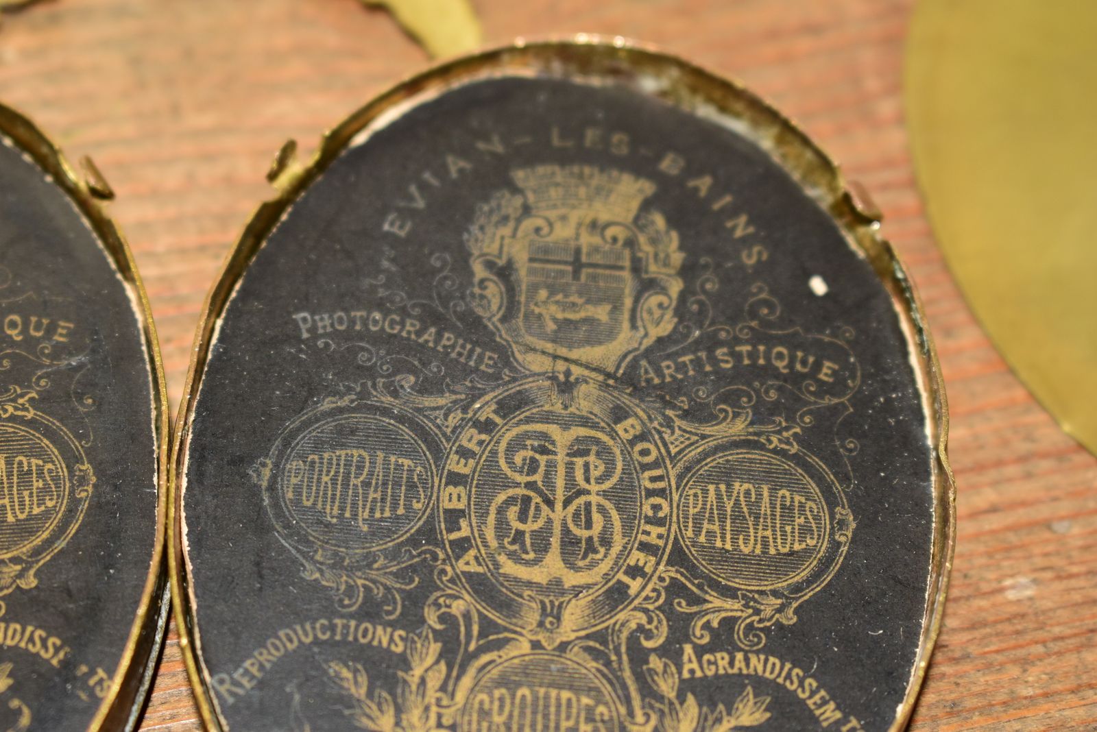 photo furniture Antique French Brass Double Marriage Portrait Frame By Albert Bouchet, C. 1885